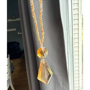 Brown Amber Crystal Glass Chandelier Piece Faceted Charms Ornaments On Bead Loop